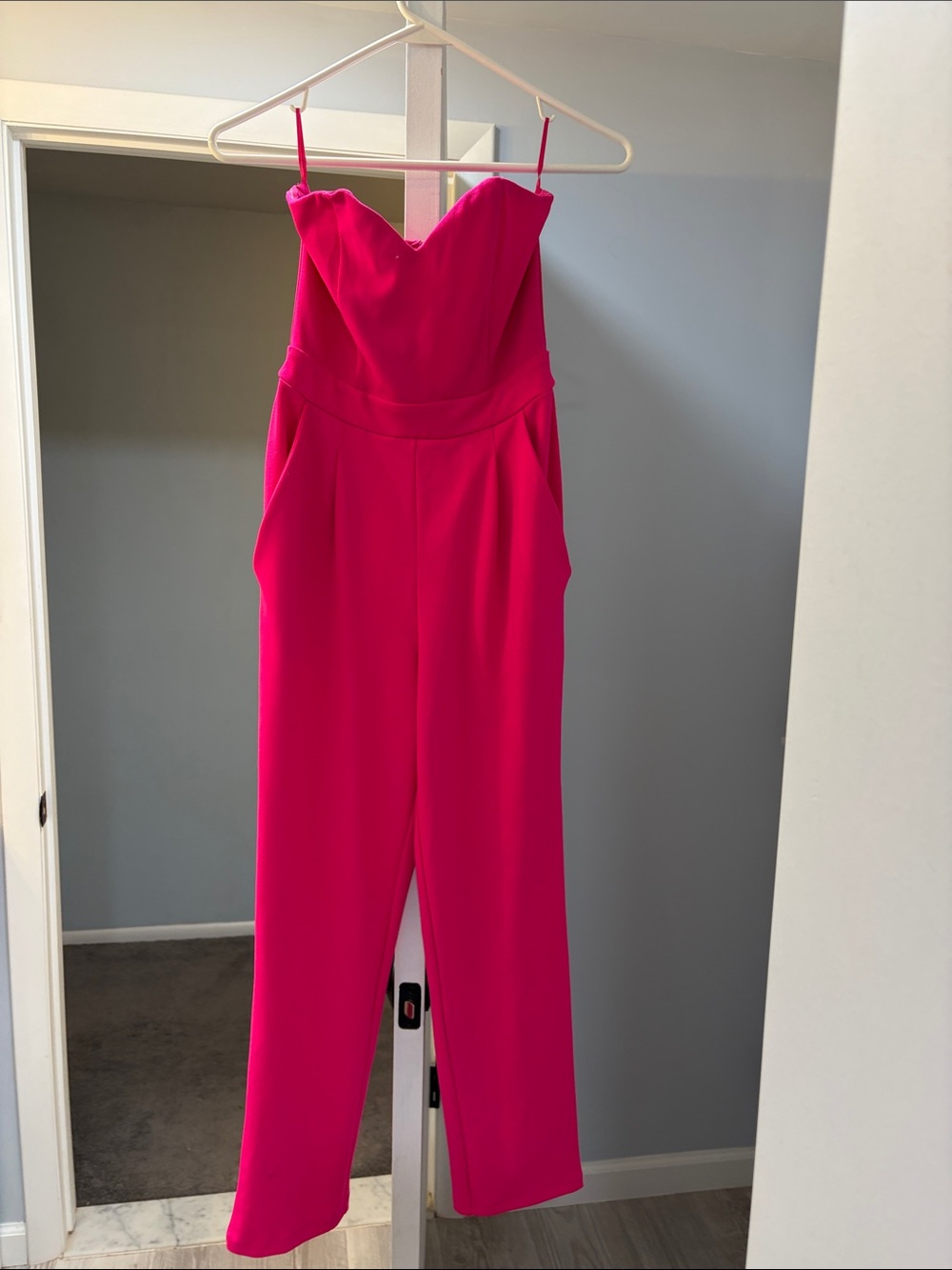 Express Strapless Hot Pink Jumpsuit